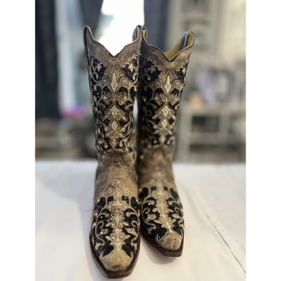 Western Equestrian Cowboy Boots Brown Embroidered Size 10 M MPN A 3569 - Picture 7 of 8